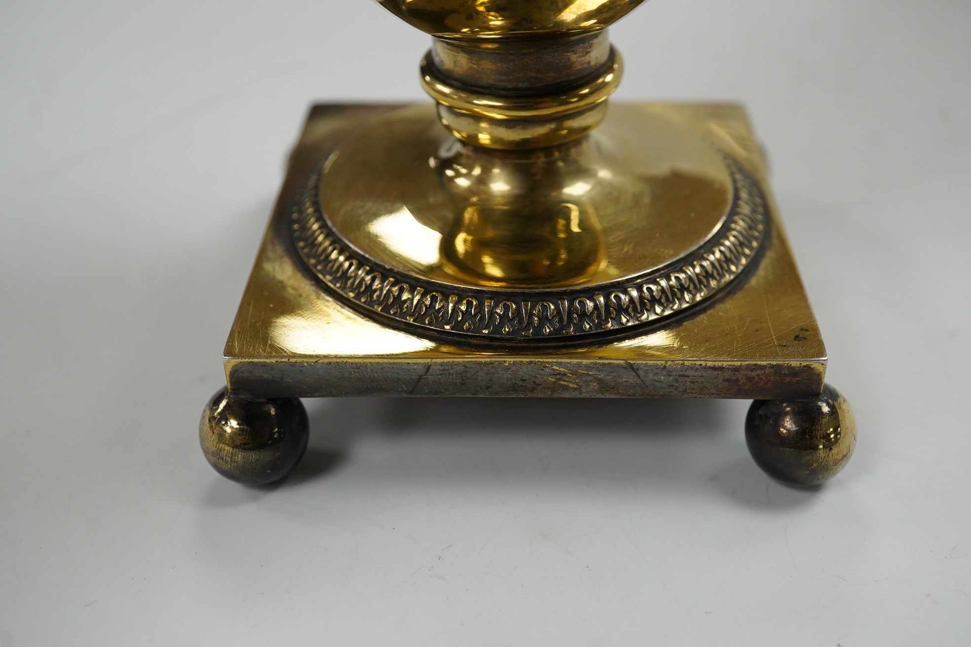 A George V pierced silver gilt two handled sugar vase and cover, by Holland, Aldwinckle & Slater, London, 1912, with clear glass liner, height 17.7cm, 9.7oz. Condition - fair to good